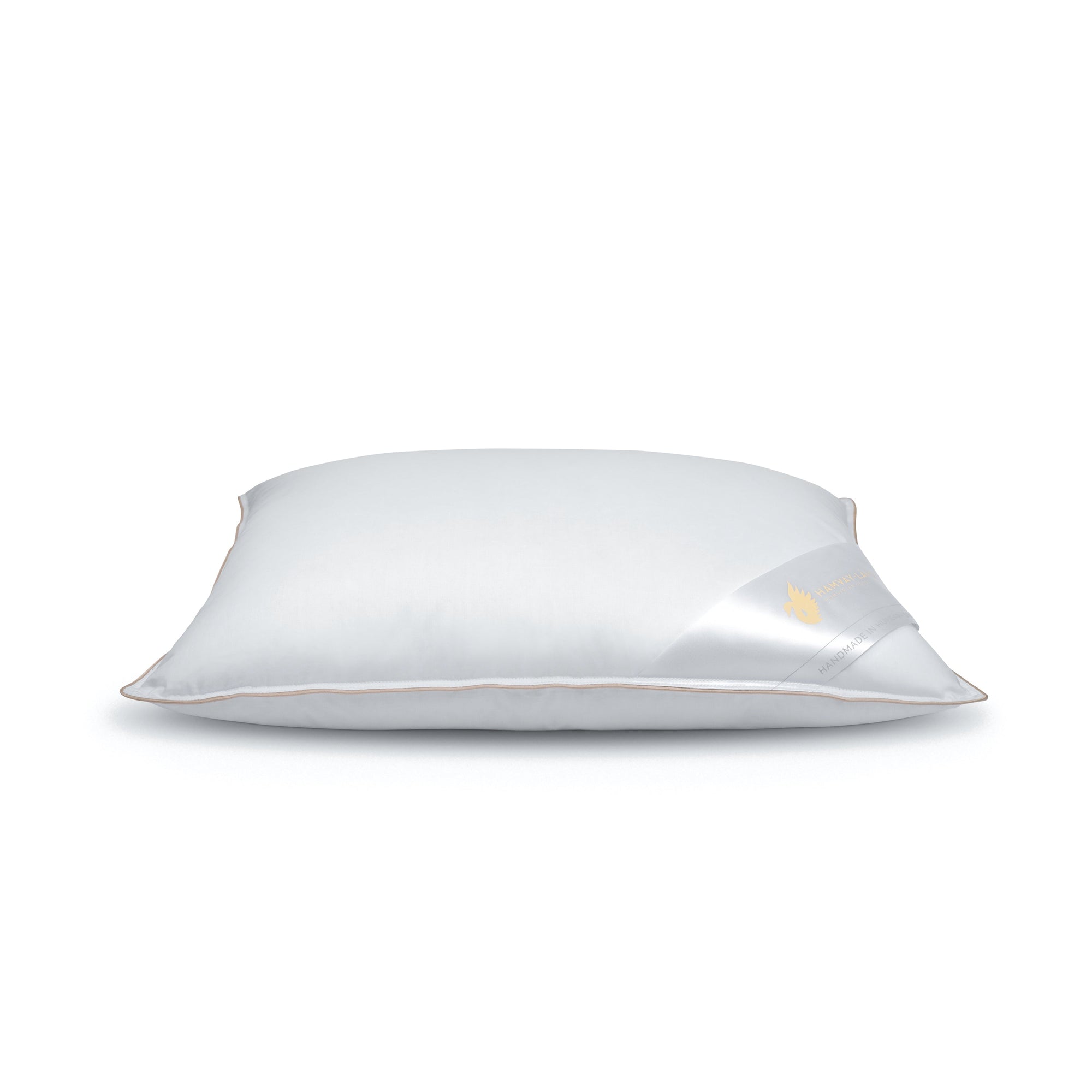 stack of 3 Hungarian goose down pillows, various sizes, white