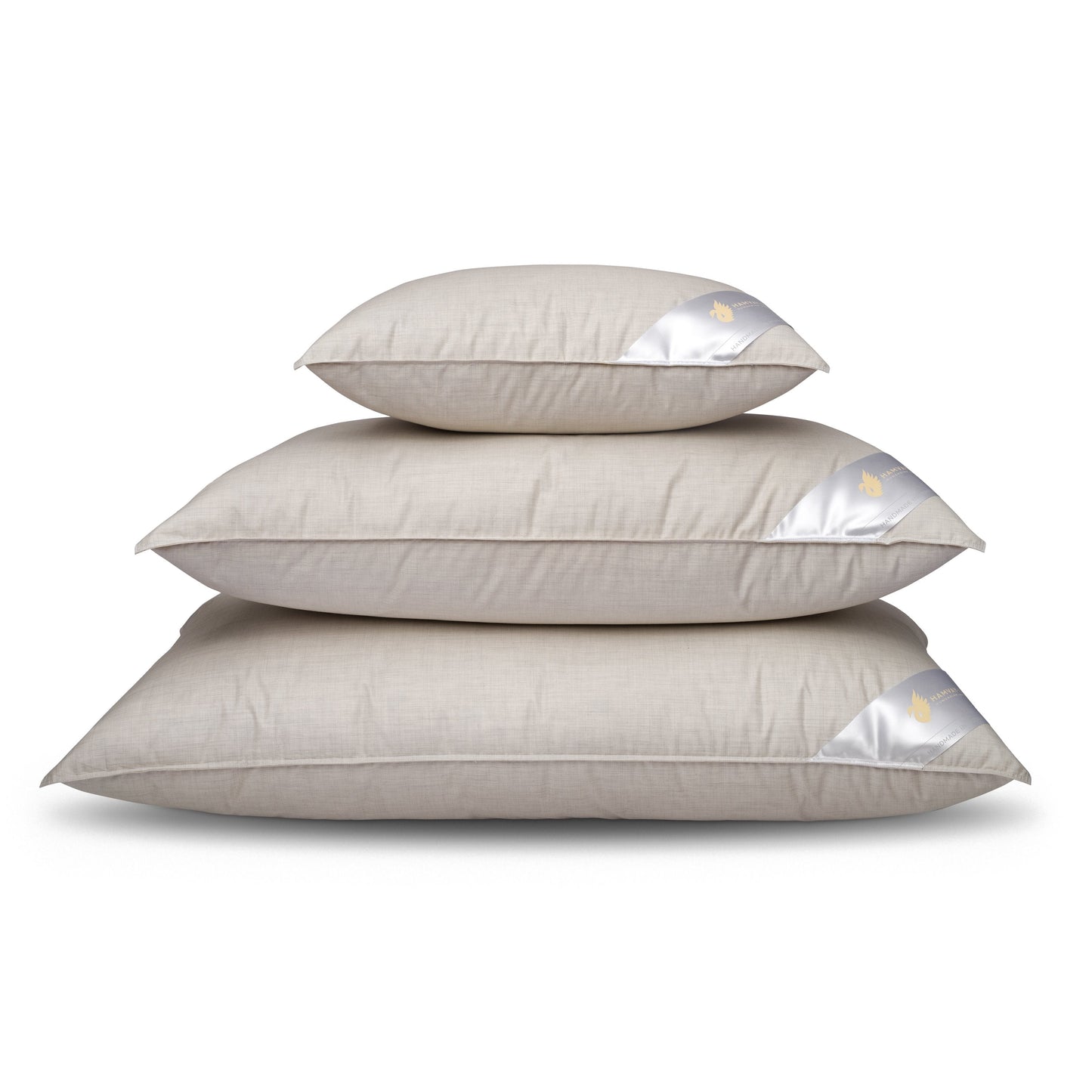 3 goose down pillows, in different sizes